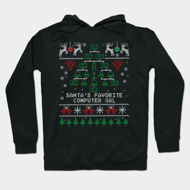 Santa's Favorite Computer Gal Girl Christmas Hoodie by NerdShizzle